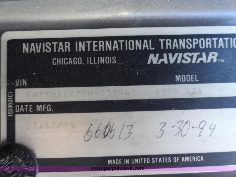 image for item A2413 1995 International 4900 tandem axle dump truck with plow and spreader