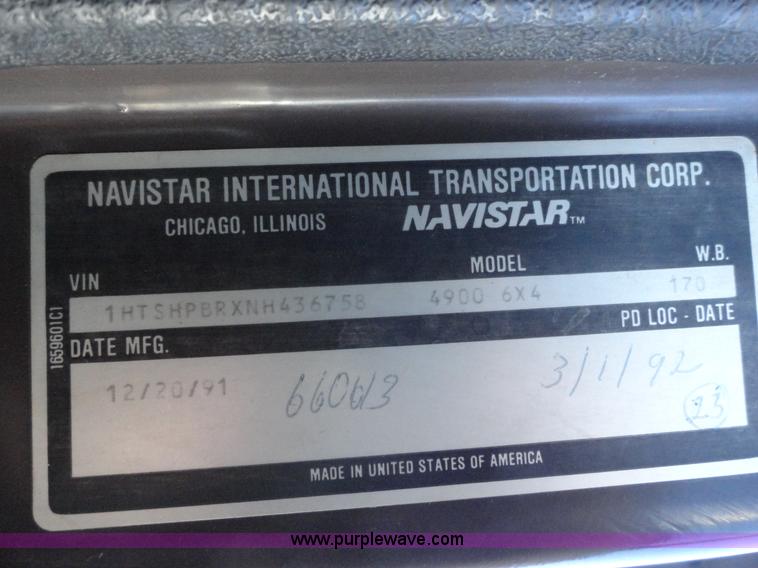 image for item A2417 1992 International 4900 tandem axle dump truck with plow and spreader