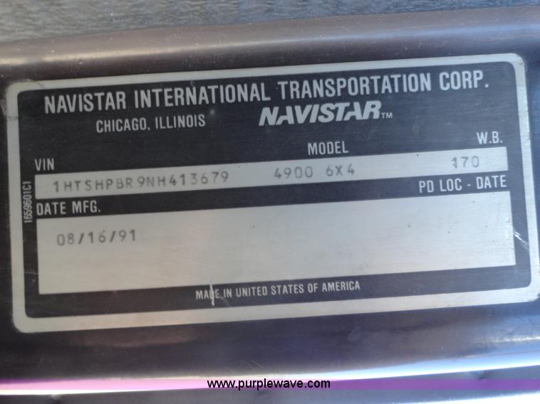 image for item A2421 1992 International 4900 tandem axle dump truck with plow and spreader