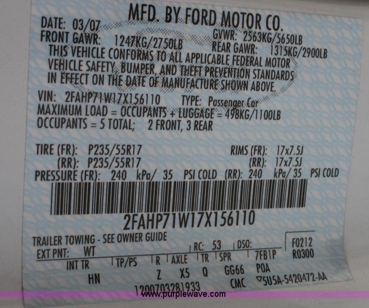 image for item A2499 2007 Ford Crown Victoria Police Interceptor