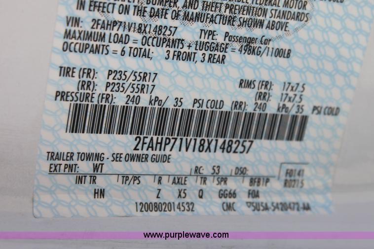 image for item A2872 2008 Ford Crown Victoria Police Interceptor