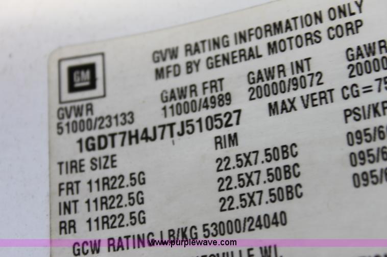 image for item A2914 1996 GMC TopKick tandem axle dump truck with plow and spreader