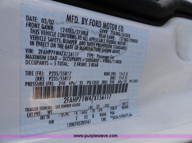 image for item A3111 2007 Ford Crown Victoria Police Interceptor