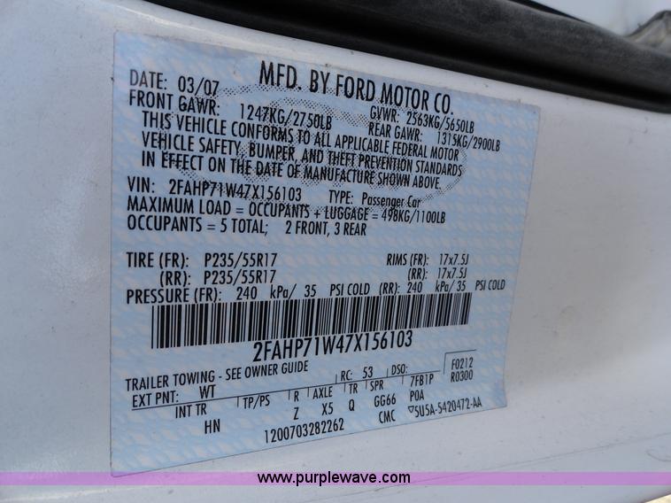 image for item A3112 2007 Ford Crown Victoria Police Interceptor