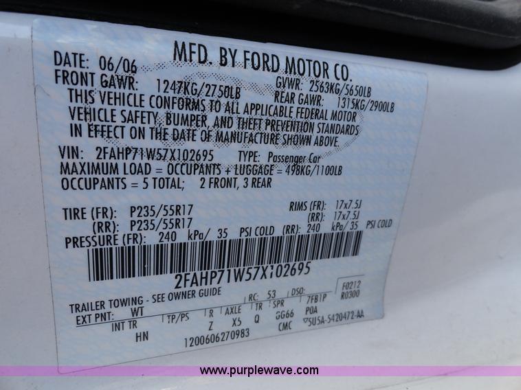 image for item A3117 2007 Ford Crown Victoria Police Interceptor