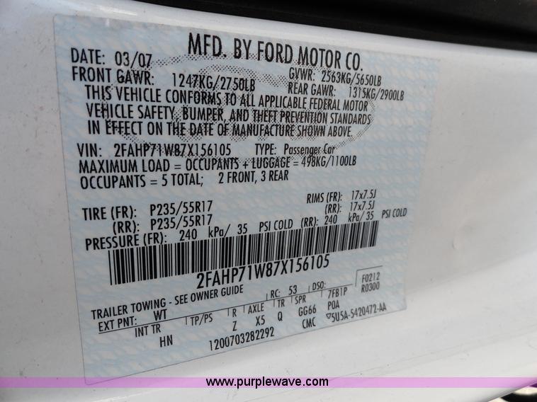 image for item A3118 2007 Ford Crown Victoria Police Interceptor