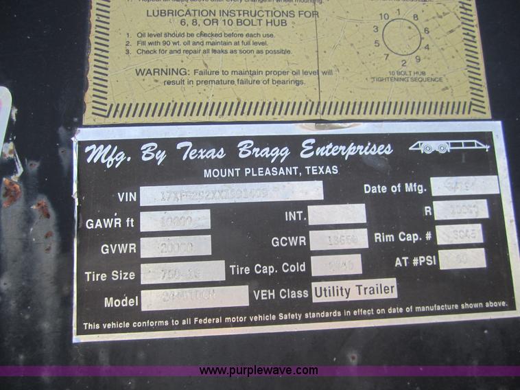 image for item C5029 1999 Texas Bragg 30' flatbed trailer