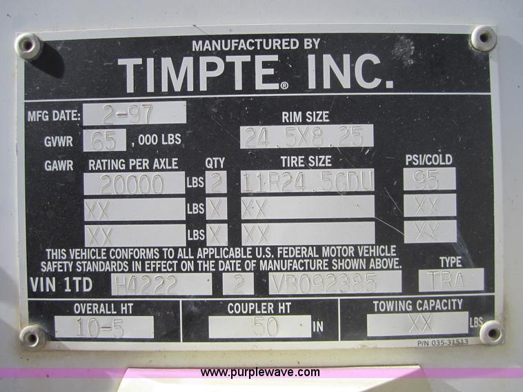 image for item C5033 1997 Timpte 42' grain trailer