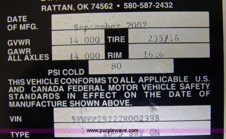 image for item D8529 2002 Diamond Trailers 25' x 8' goose neck trailer