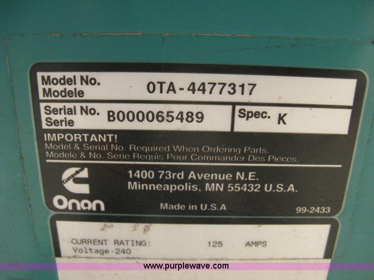 image for item A4381 1999 Onan GenSet generator