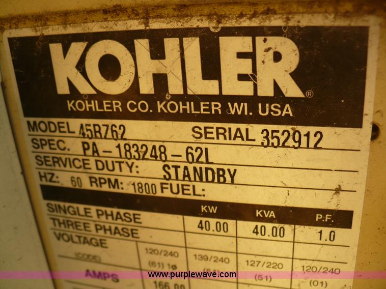 image for item B6001 Kohler 45RZ62 Fast Response II generator