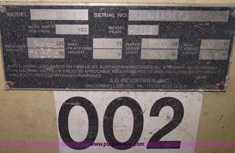 image for item C5573 2004 JLG 2030ES scissor lift