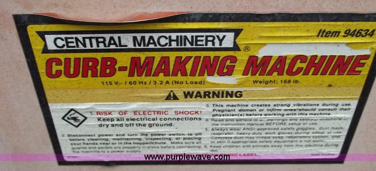 image for item C5616 Central Machinery curb making machine