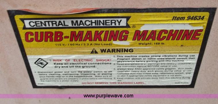 image for item C5616 Central Machinery curb making machine