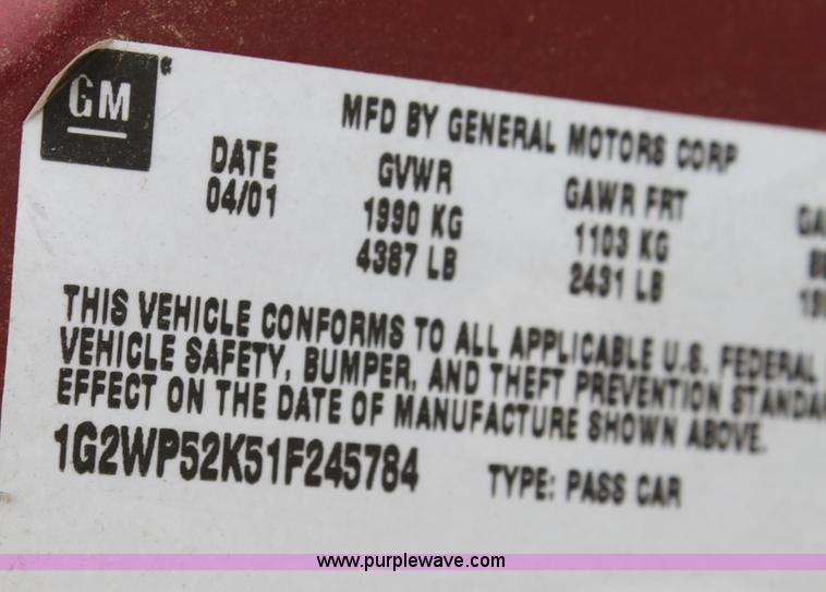 image for item A2862 2001 Pontiac Grand Prix GT