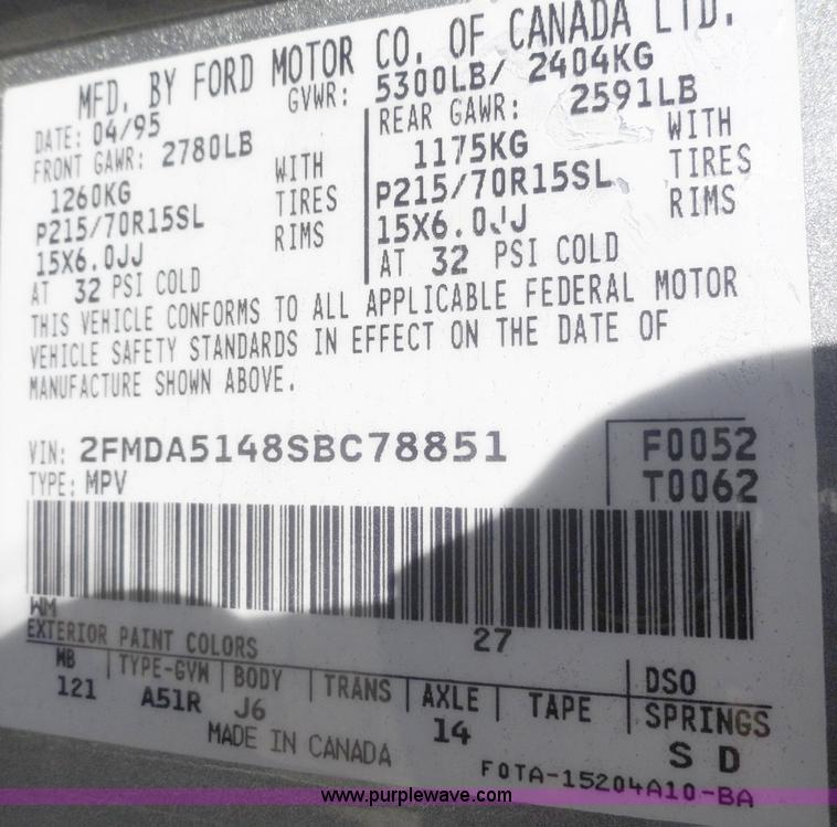 image for item A3188 1995 Ford Windstar LX mini van