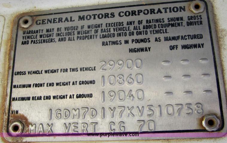 image for item C5013 1989 GMC TopKick 7000 dump truck