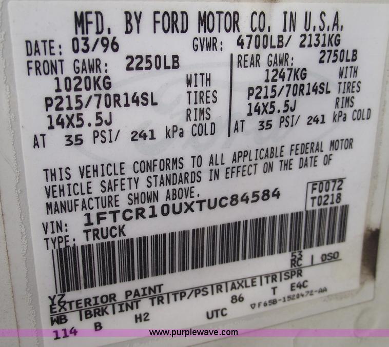 image for item C5665 1996 Ford Ranger XL pickup truck