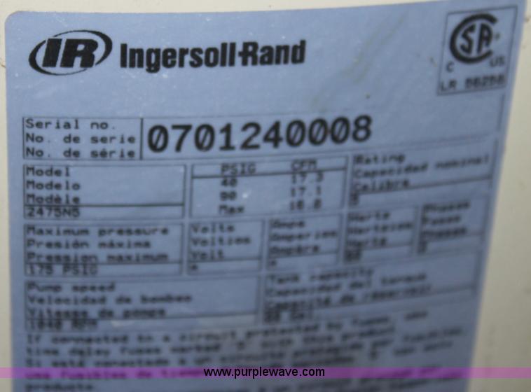 image for item A2988 Ingersoll Rand 80 gallon air compressor
