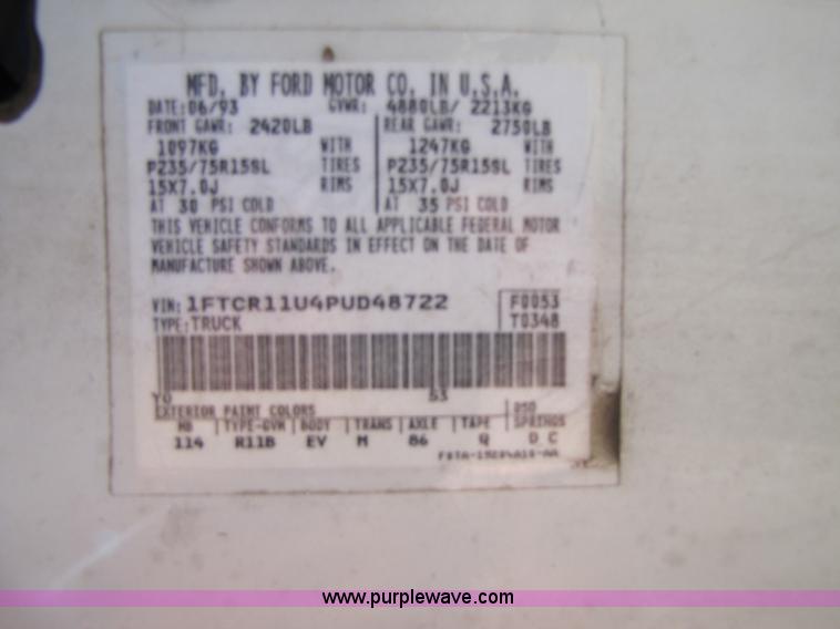 image for item A5010 1993 Ford Ranger pickup truck