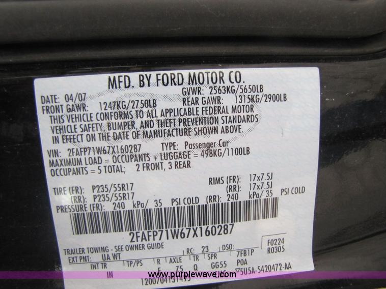 image for item A5024 2007 Ford Crown Victoria Police Interceptor