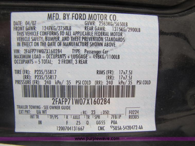 image for item A5026 2007 Ford Crown Victoria Police Interceptor