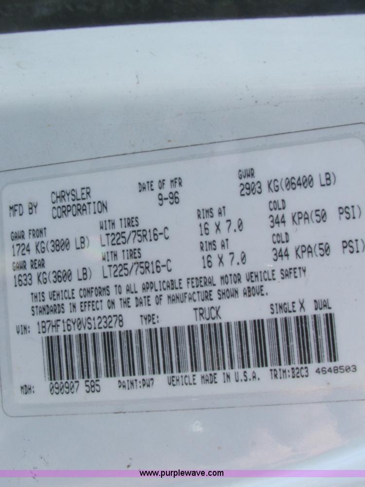 image for item B5016 1997 Dodge Ram 1500 pickup truck