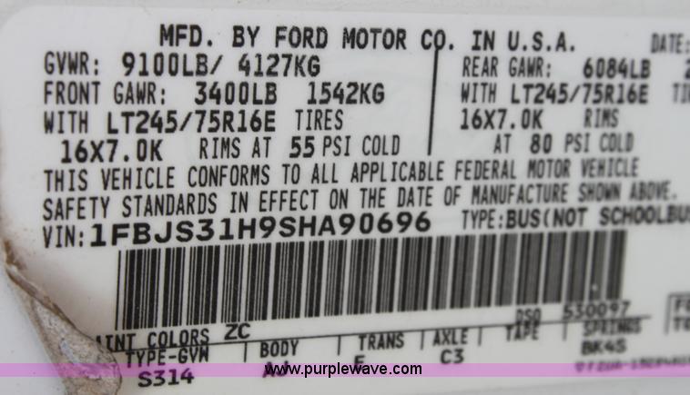 image for item B8503 1995 Ford E350 van