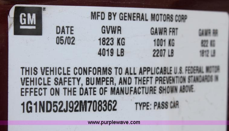 image for item B8505 2002 Chevrolet Malibu