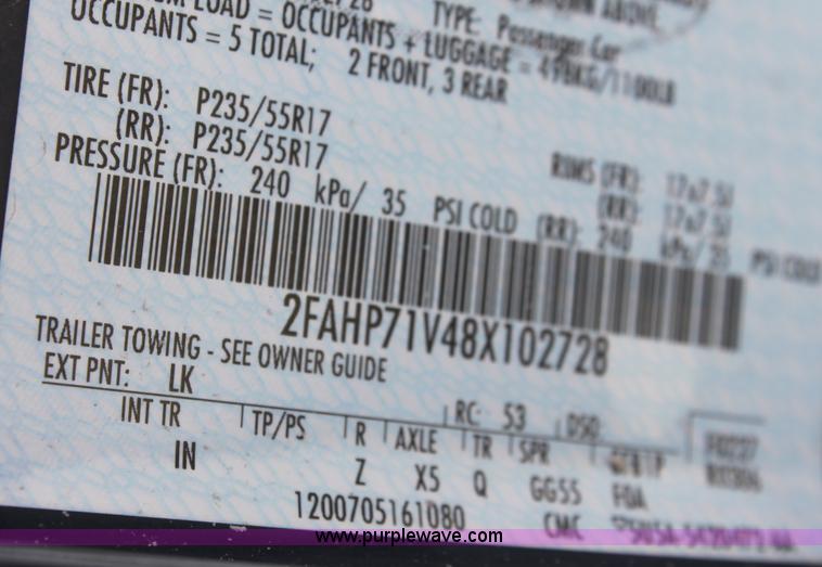 image for item B8603 2008 Ford Crown Victoria Police Interceptor