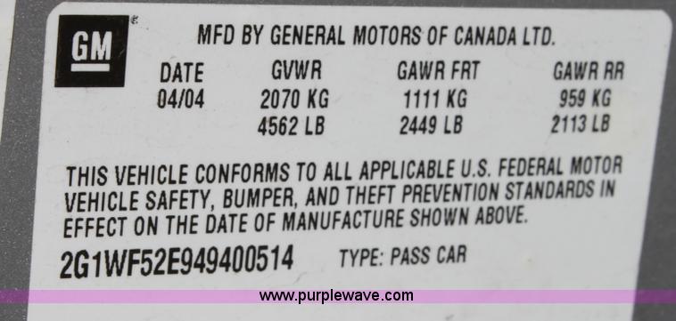 image for item B8612 2004 Chevrolet Impala