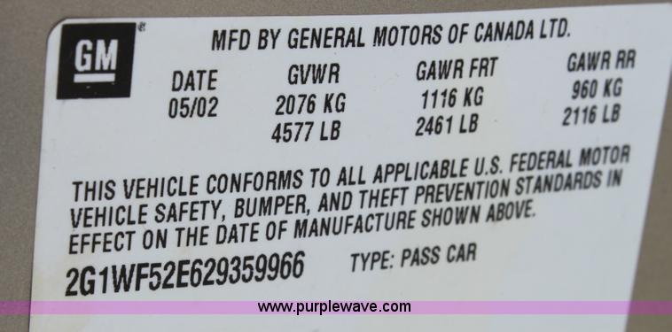 image for item B8613 2002 Chevrolet Impala