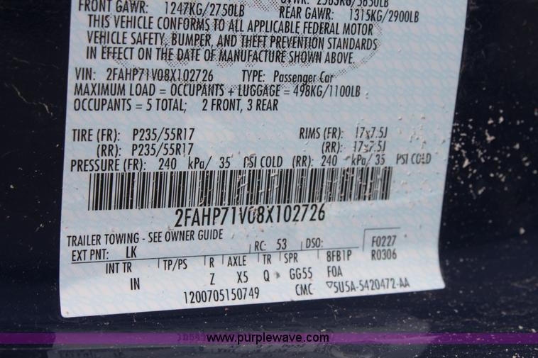 image for item B8635 2008 Ford Crown Victoria Police Interceptor