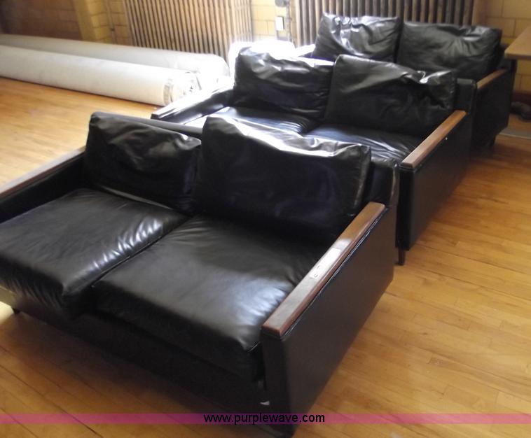 image for item G9347 (3) black vinyl love seats