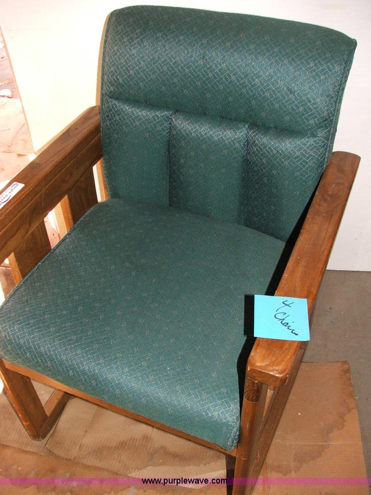 image for item G9359 (4) wood frame office chairs with cushions