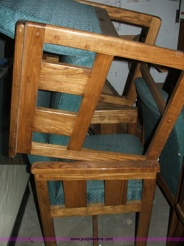 image for item G9359 (4) wood frame office chairs with cushions