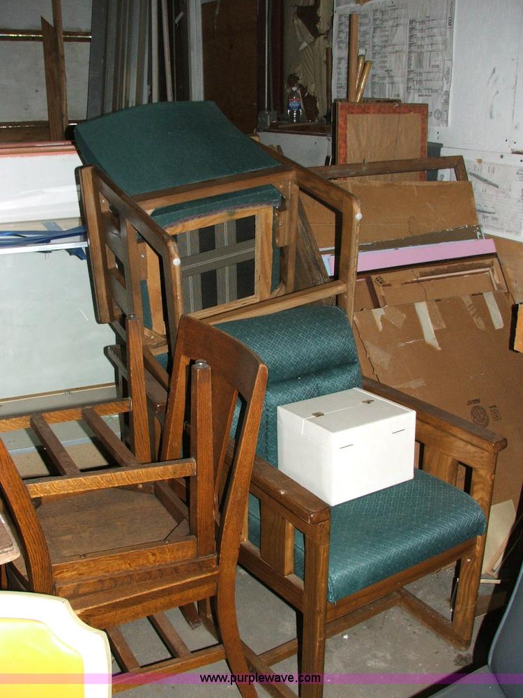image for item G9359 (4) wood frame office chairs with cushions