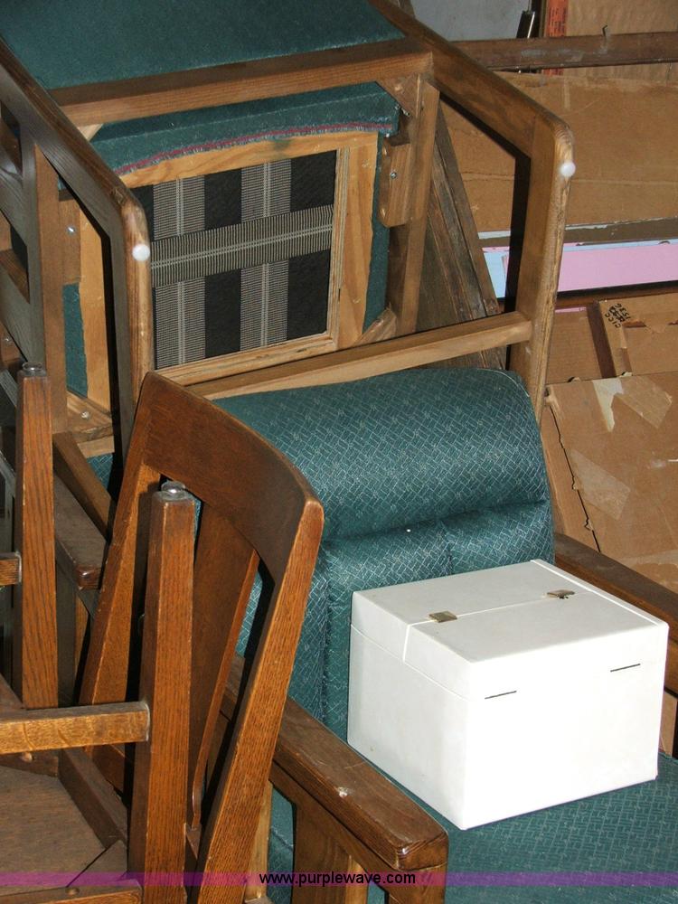 image for item G9359 (4) wood frame office chairs with cushions