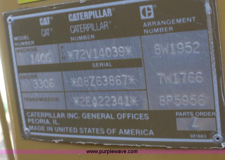 image for item A2383 1991 Caterpillar 140G VHP motor grader