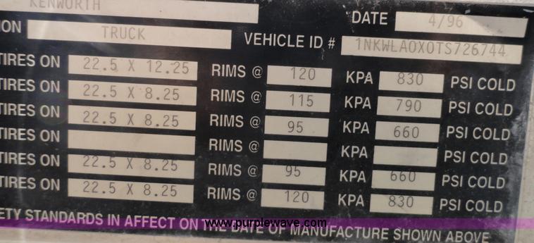 image for item A3258 1996 Kenworth W900B cement mixer truck