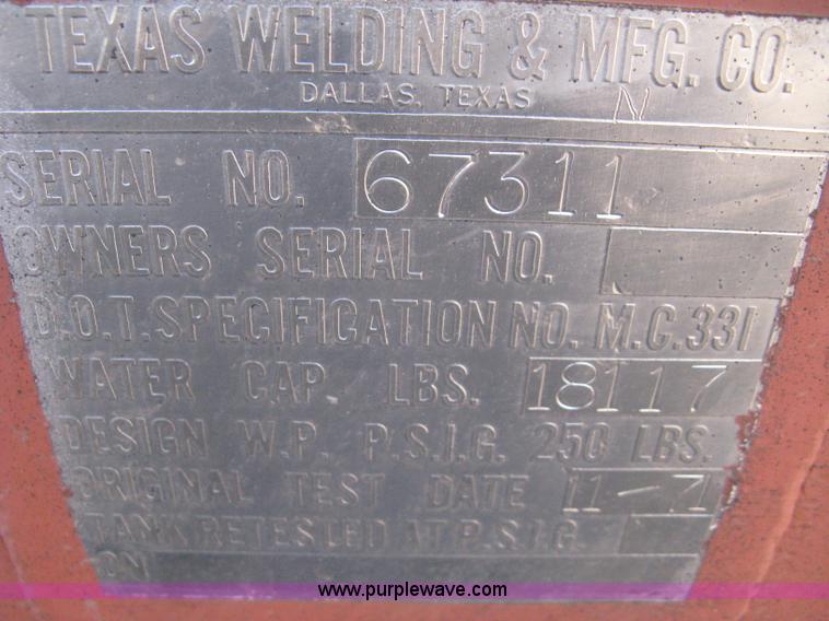image for item A4395 Texas Welding & Mfg. Co. industrial propane tank