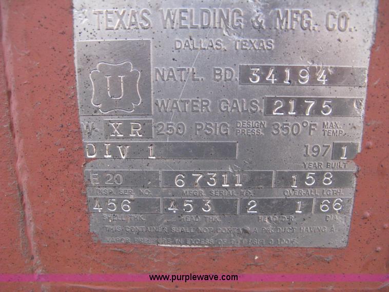 image for item A4395 Texas Welding & Mfg. Co. industrial propane tank