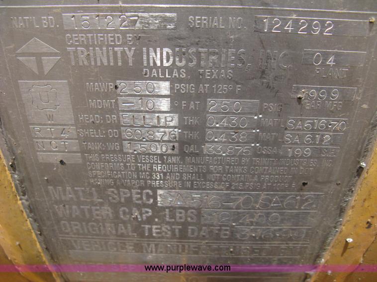 image for item A4396 1999 Trinity Industries industrial propane tank