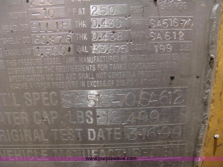 image for item A4396 1999 Trinity Industries industrial propane tank