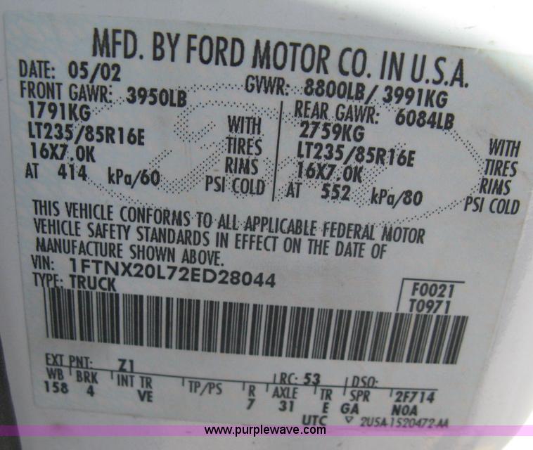 image for item A4399 2002 Ford F250 XL Super Duty super cab pickup truck