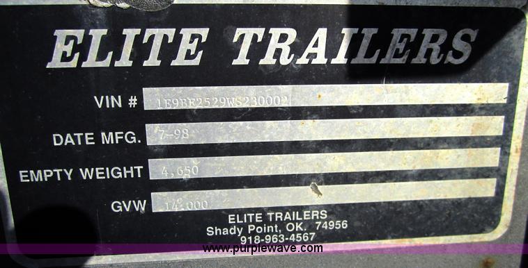 image for item A4421 1998 Elite tandem axle goose neck trailer