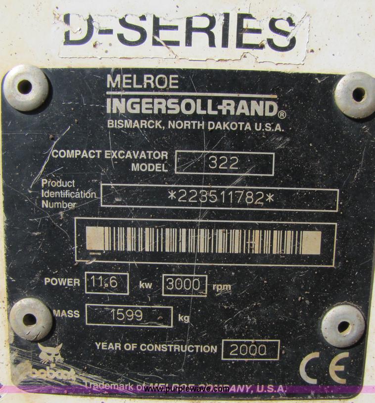 image for item A4622 2000 Bobcat 322 compact excavator