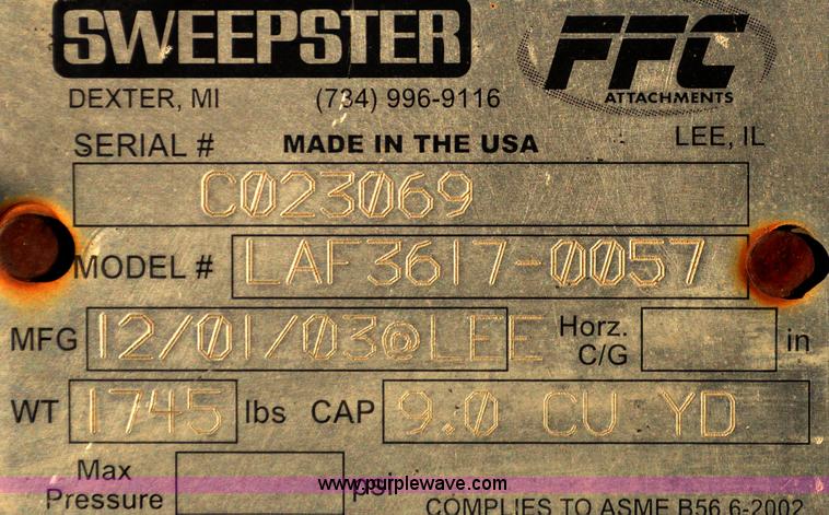 image for item A5694 Sweepster LAF3617 snow push attachment
