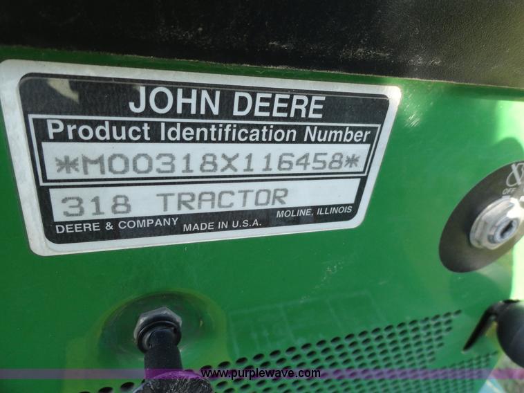 image for item F9419 John Deere 318 lawn mower