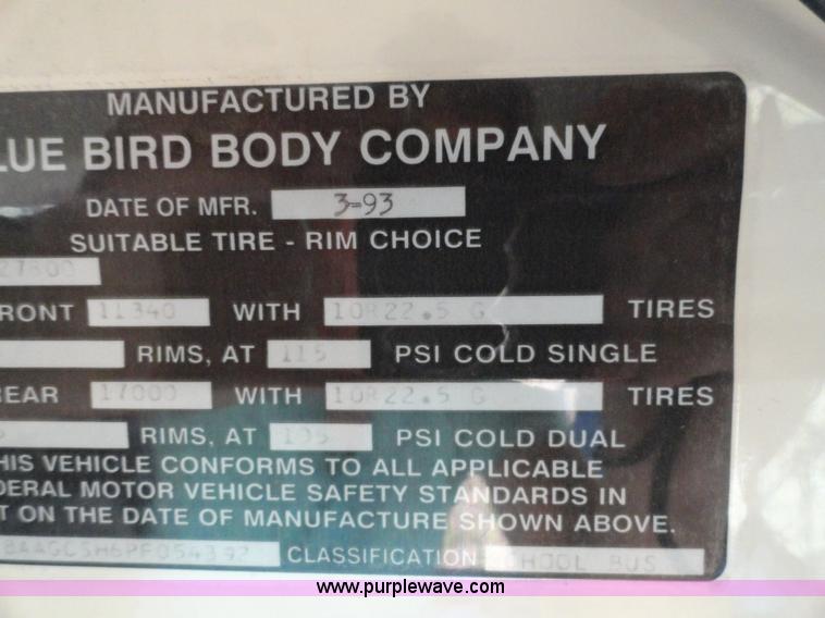 image for item A3174 1993 Blue Bird TC2000 school bus